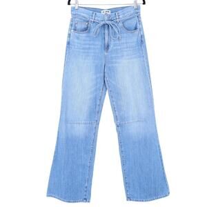 LE JEAN Wide Leg Jeans Blue Light Wash Tie Belt High Rise Women's 29
